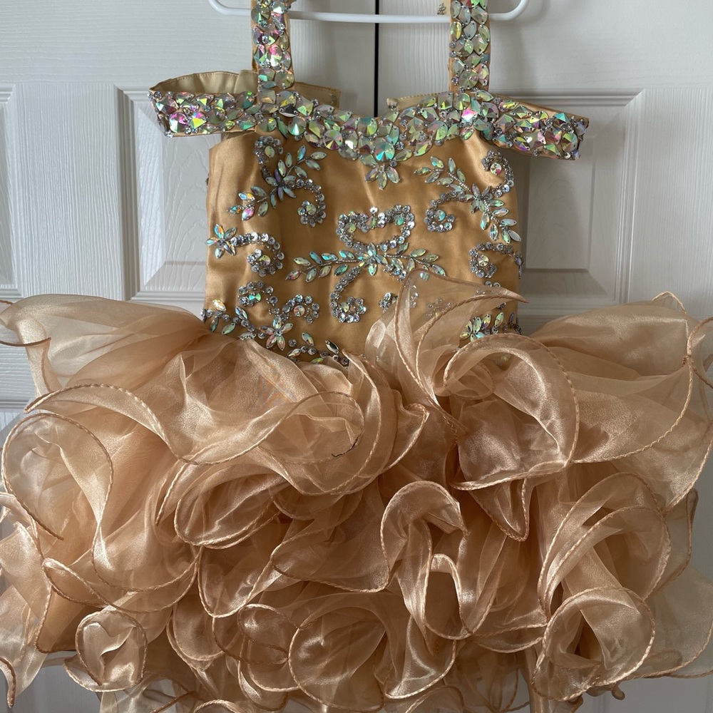 Elegant Gold Kids Formal Dress